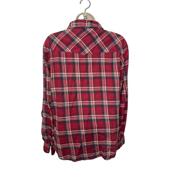 JACHS GIRLFRIEND Women's Size Small Red Flannel Shirt 100% Cotton Pearl Snap - Picture 2 of 13